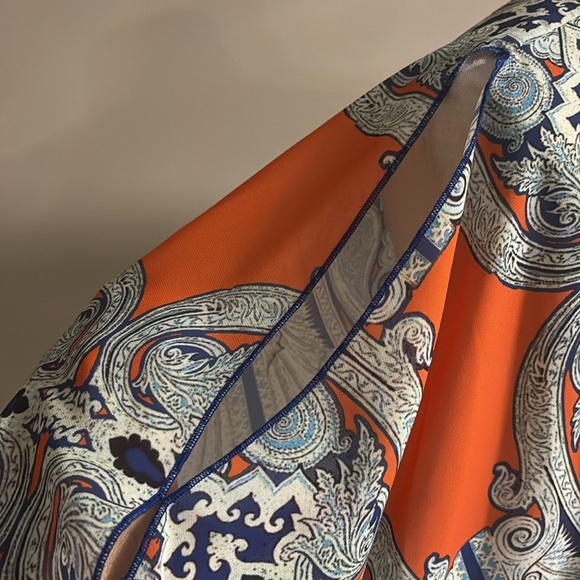 Alberto Makali oversized cold arm dolman sleeve blouse tie front flowy V neck L - Picture 7 of 12